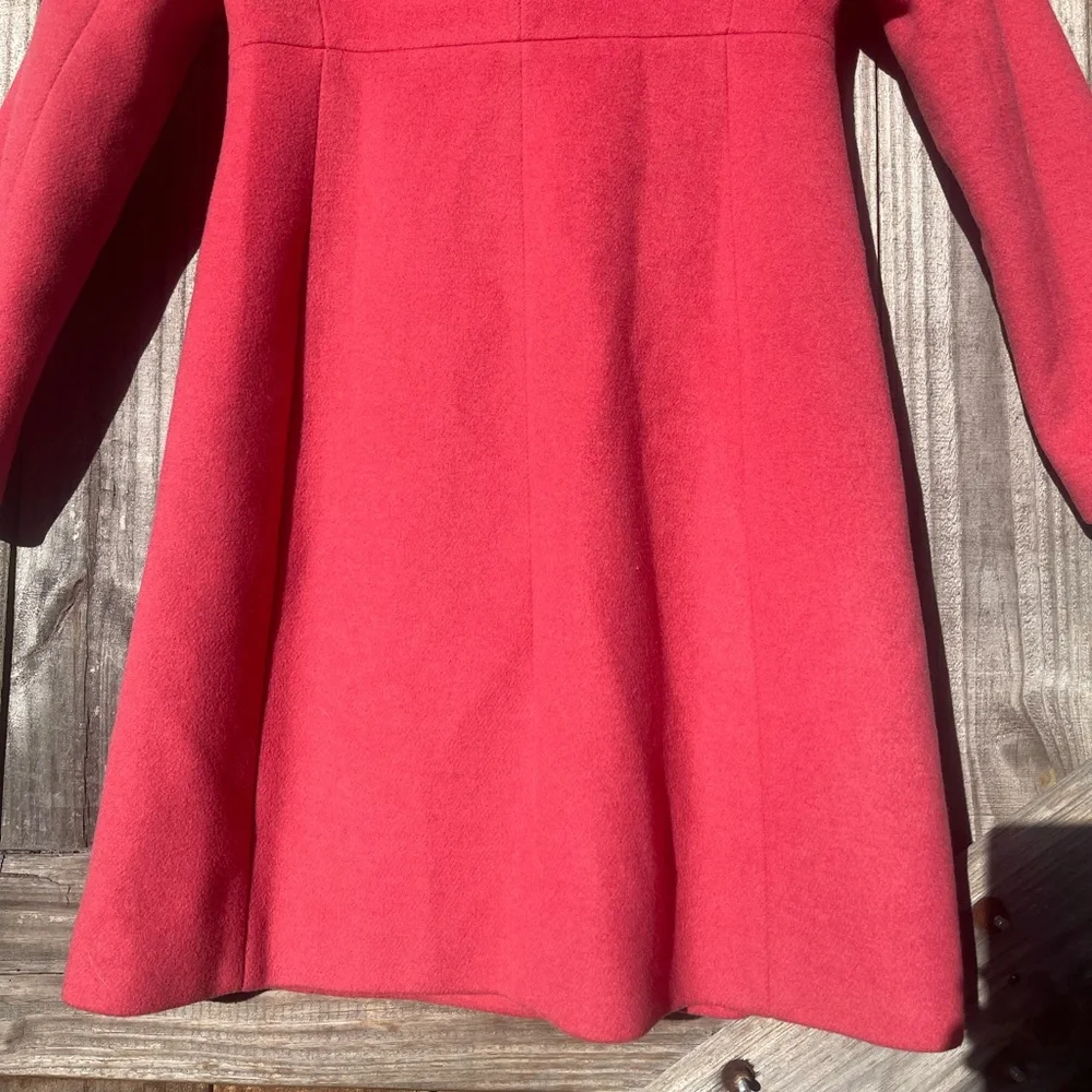 J Crew Uptown Ruffle Car Coat Women's Salmon Pink Coat Size 0 - Picture 9 of 16